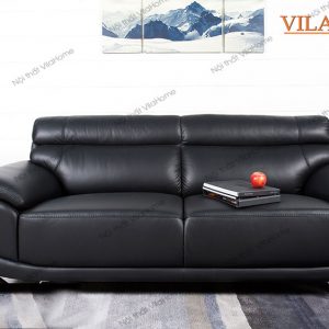 Ghế sofa văng da đẹp màu đen dáng cong