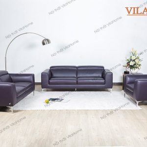 Sofa văng da đẹp màu tím sẫm hiện đại