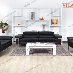 Sofa văng đẹp chân inox vuông màu đen hiện đại