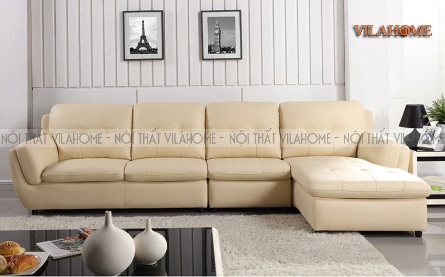 Ghế sofa da màu kem kích thước 2.8m x 1.6m