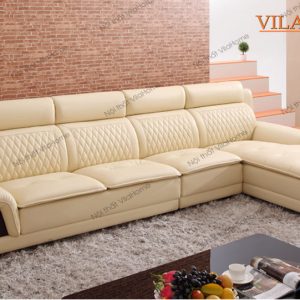 Ghế Sofa Da Malaysia Màu Kem 3m2 x 1m8