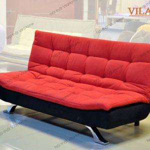sofa giường đẹp, bọc nỉ màu đỏ - đen