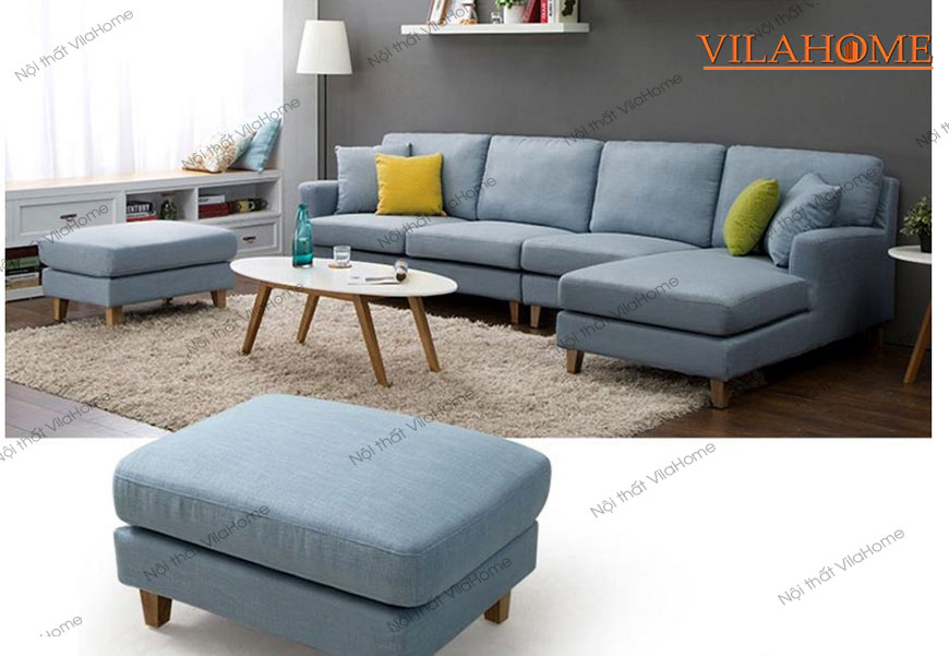 Sofa phòng khách nỉ màu xanh nhỏ gọn