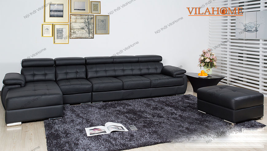 Sofa Phòng Khách da màu đen 3.2m x 1.8m