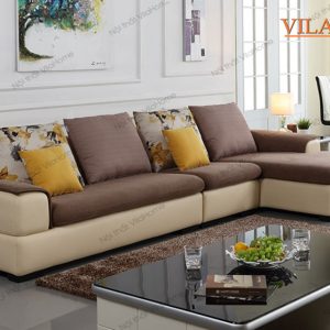 Sofa Vải Màu Nâu Kết Hợp Kem