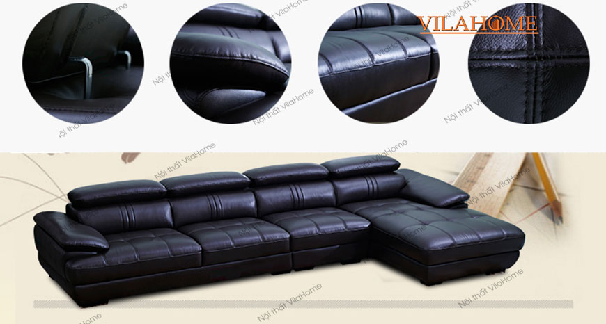 mẫu sofa da hiện đại màu đen