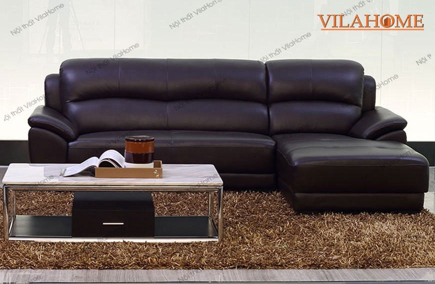 Sofa da hiện đại màu đen - 218