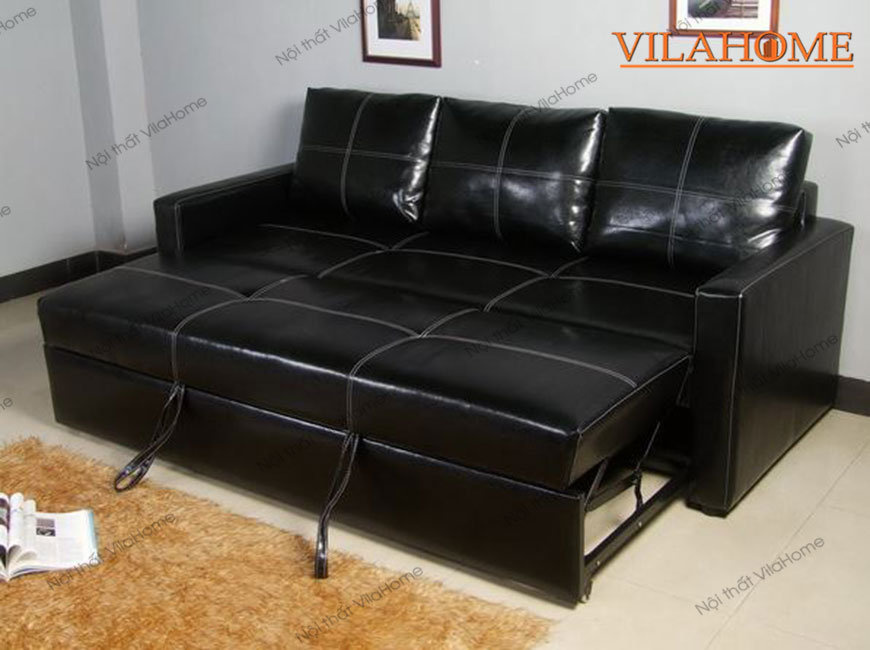 sofa giường chất liệu da italia