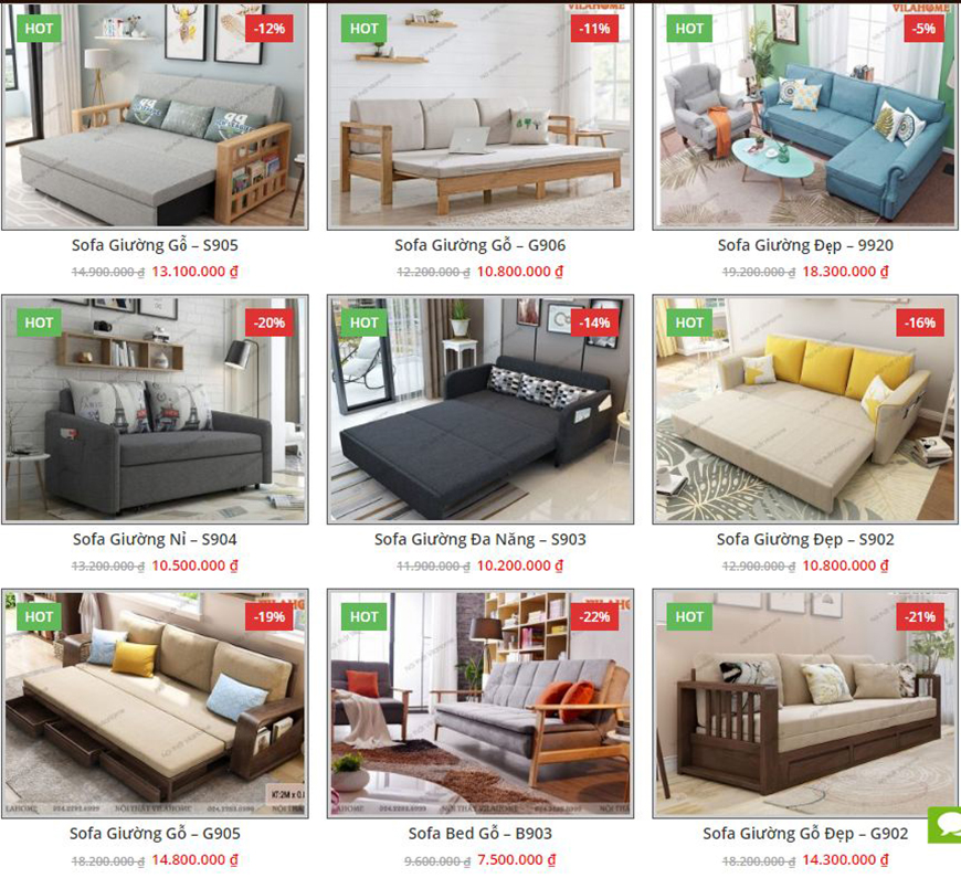 Mẫu sofa giường, sofa bed đa năng giá rẻ. Giá sofa giường VilaHome