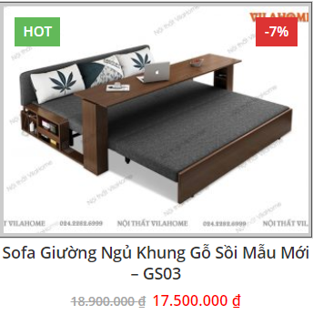 Sofa giường ngủ khung gỗ sồi gs03
