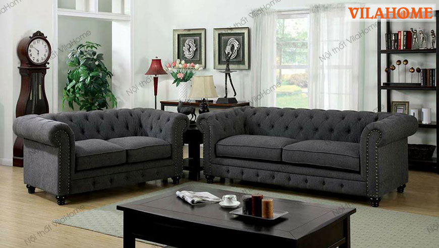 sofa màu ghi sẫm Hà Nội Sofa Phòng Khách Màu Xám – 3041