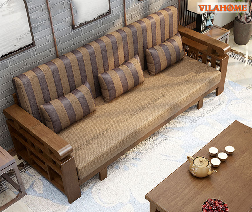 Địa chỉ mua sofa giường đa năng giá rẻ bằng gỗ màu nâu, khung gỗ sồi tự nhiên
