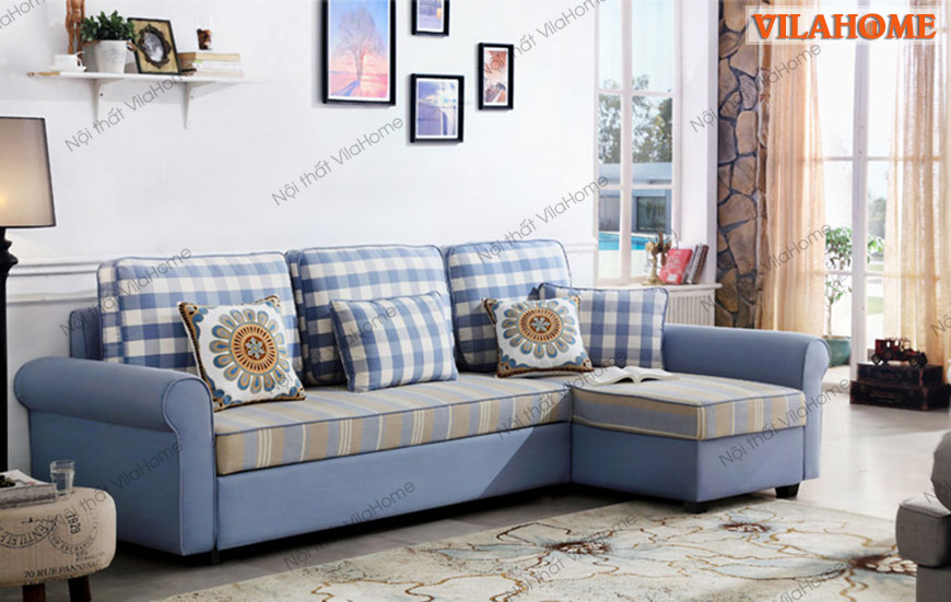 Mẫu sofa giường hiện đại 9919: Màu xanh ngọc. Kích thước: 2,5m x 1,6m x 0,85m. Chất liệu: Nỉ Hàn Quốc nhập khẩu cao cấp