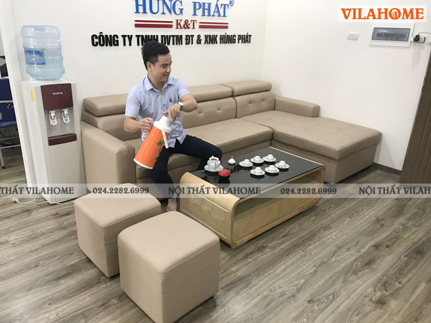 Mẫu sofa góc đã thi công cho nhà khách