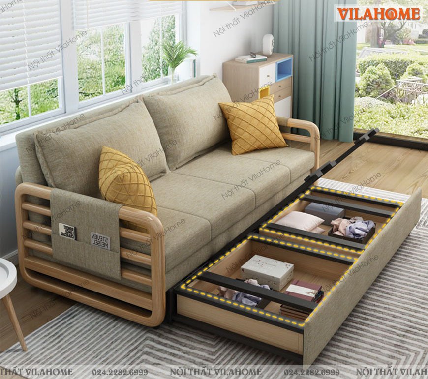sofa giường gỗ 