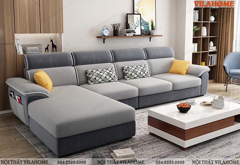Mẫu sofa nỉ hiện đại cho phòng khách do xưởng sofa VilaHome sản xuất