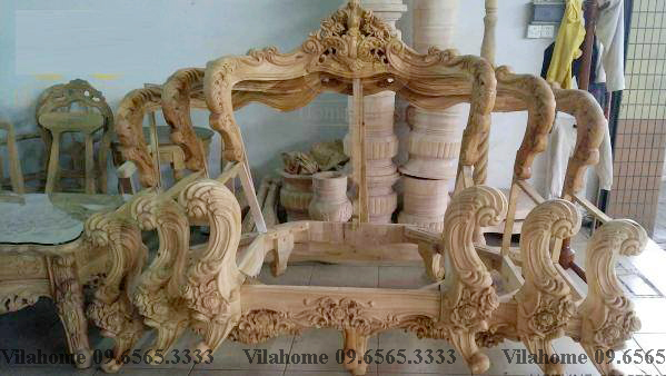 khung ghế sofa tân cổ điển sản xuất tại xưởng nội thất VilaHome