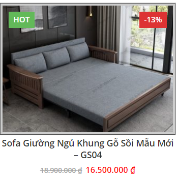 sofa giường ngủ khung gỗ sồi gs04