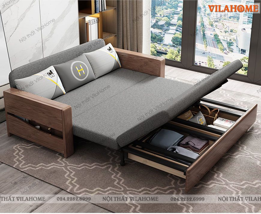 Giường sofa thông minh làm từ gỗ tự nhiên cao cấp. Địa chỉ bán sofa giường đa năng giá rẻ tại Hà Nội