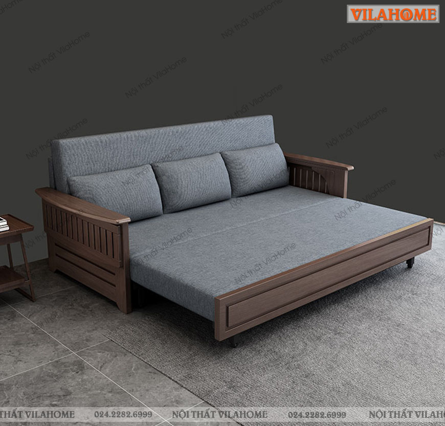 sofa giường ngủ khung gỗ sồi mẫu mới nhất trong năm gs04