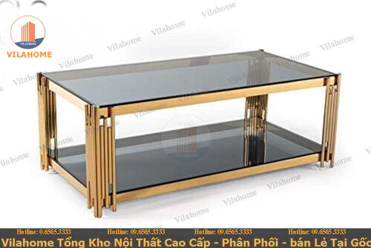 bàn trà inox mạ vàng