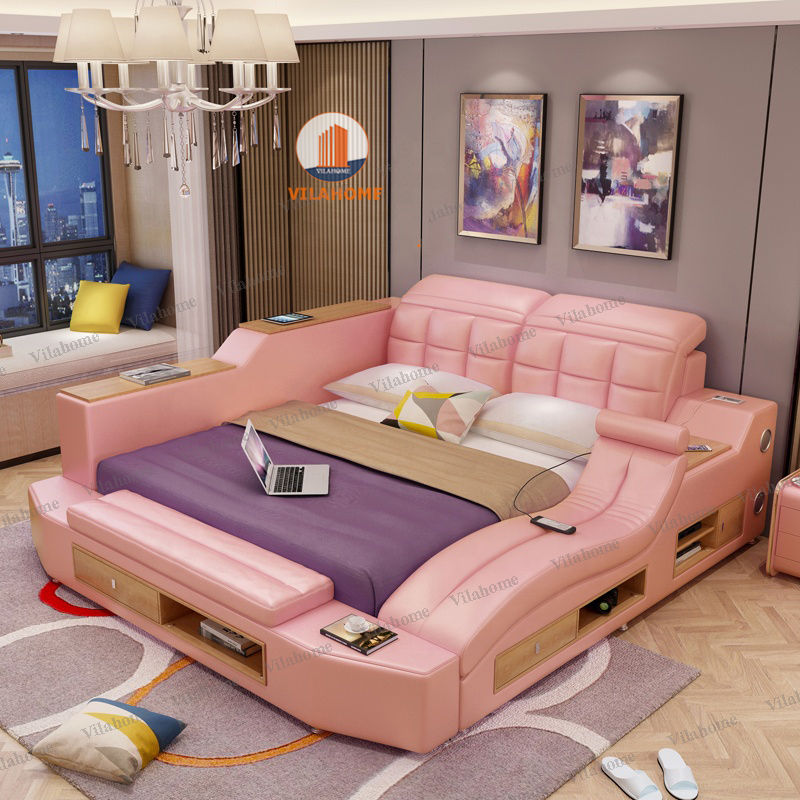 Thiết kế giường ngủ cưới đẹp nhất 2020 với tone màu hồng lãng mạn 