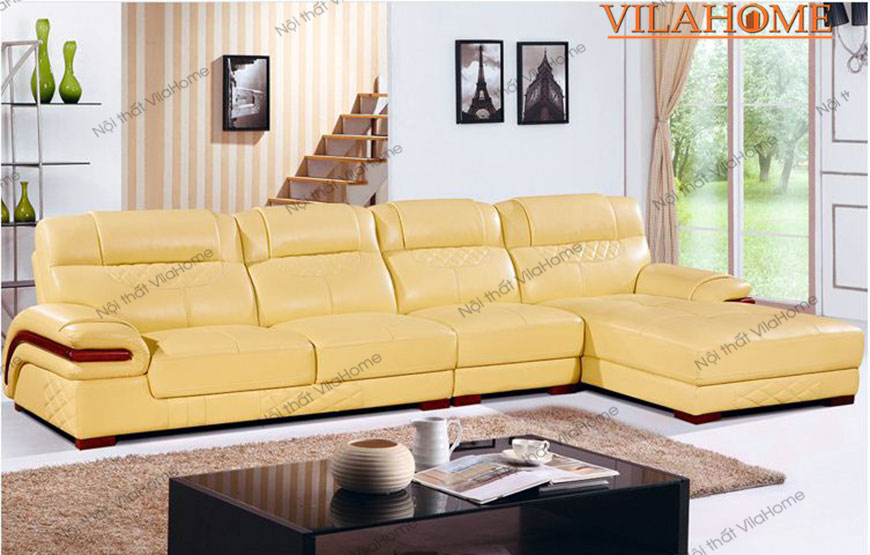 Ghế sofa văng da công nghiệp màu vàng 2223