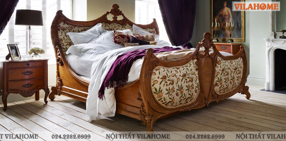 giường ngủ gỗ tân cổ điển