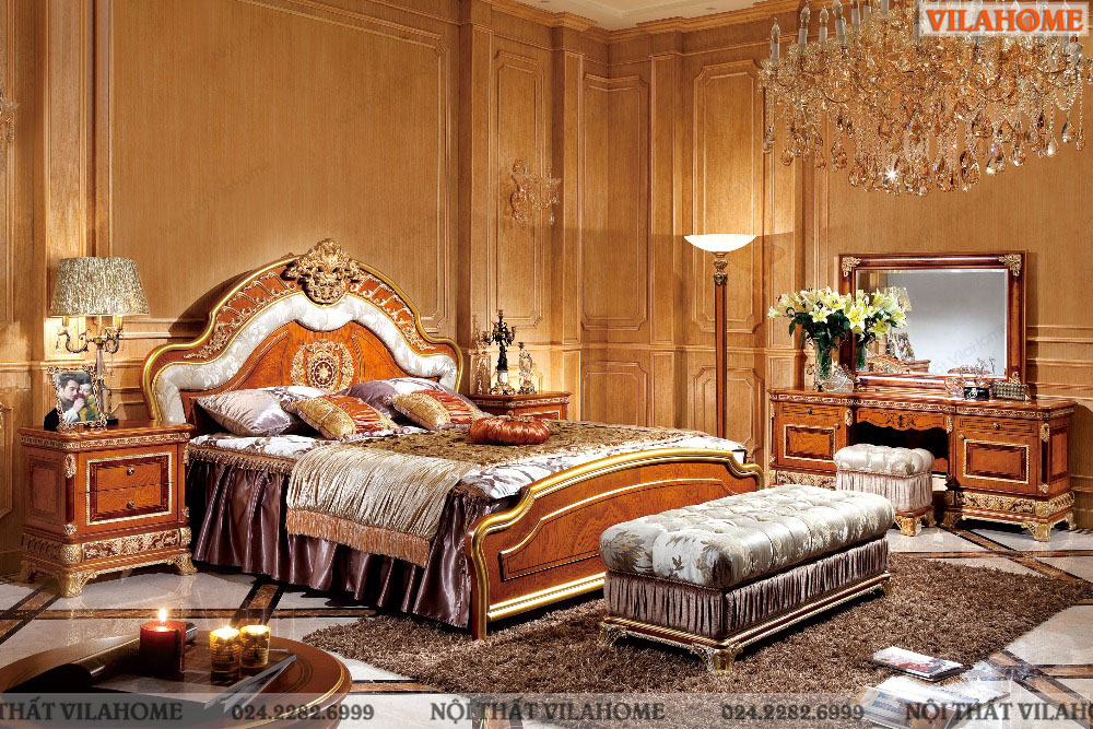 giường ngủ gỗ tân cổ điển