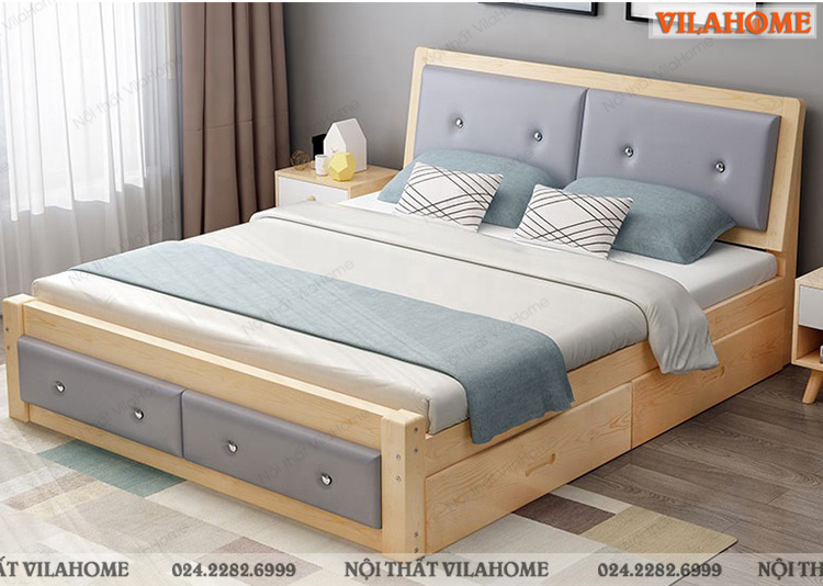 Giường ngủ gỗ công nghiệp đơn giản hiện đại