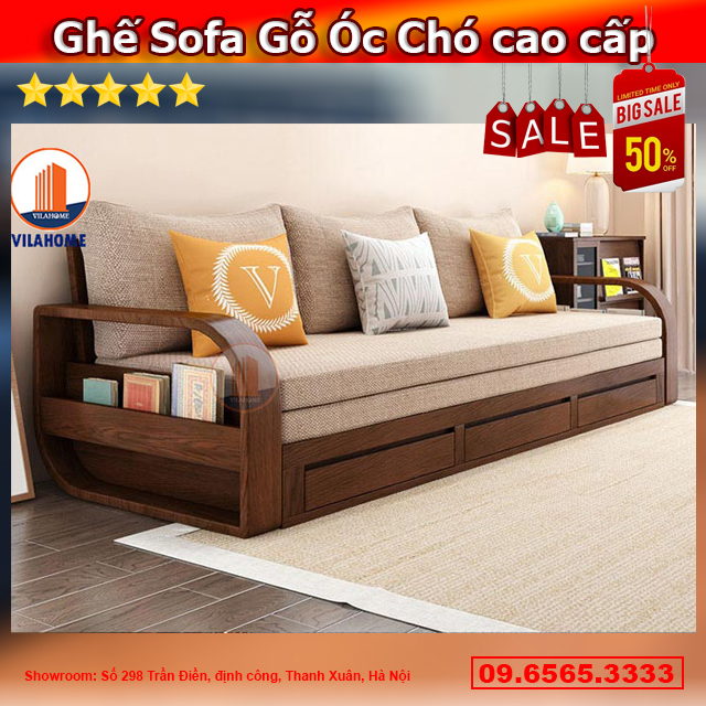 Sofa gỗ màu óc chó