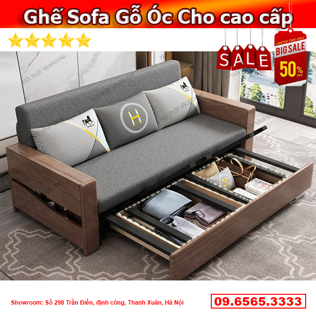 Ghế sofa gỗ óc chó - Sofa giường gỗ óc chó