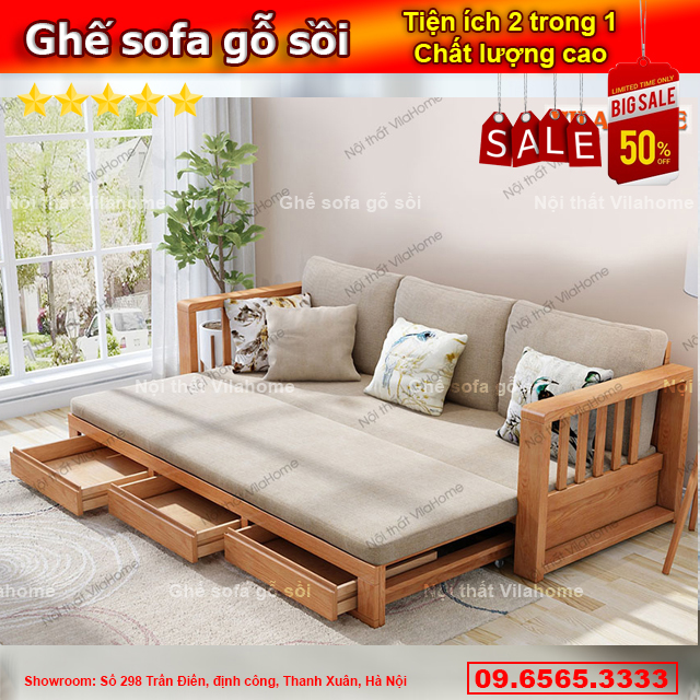 Sofa gỗ sồi Hà Nội