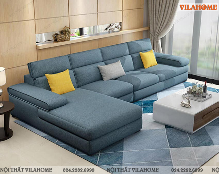 Sofa Nỉ màu xanh dương góc lớn 3m45 x 1m85