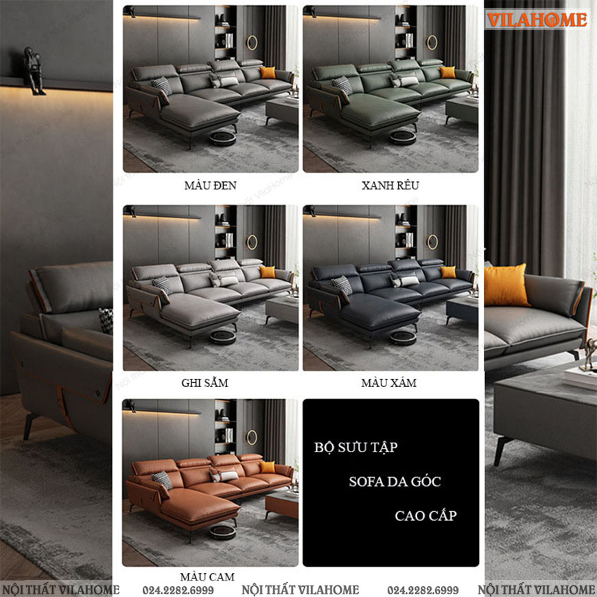 Bộ sưu tập các màu sofa cao cấp da góc Italia