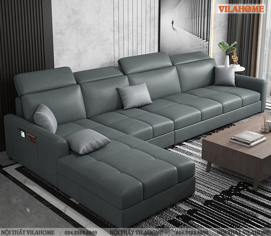 Sofa cao cấp kiểu dáng hiện đại đệm phồng dày chia ô vuông