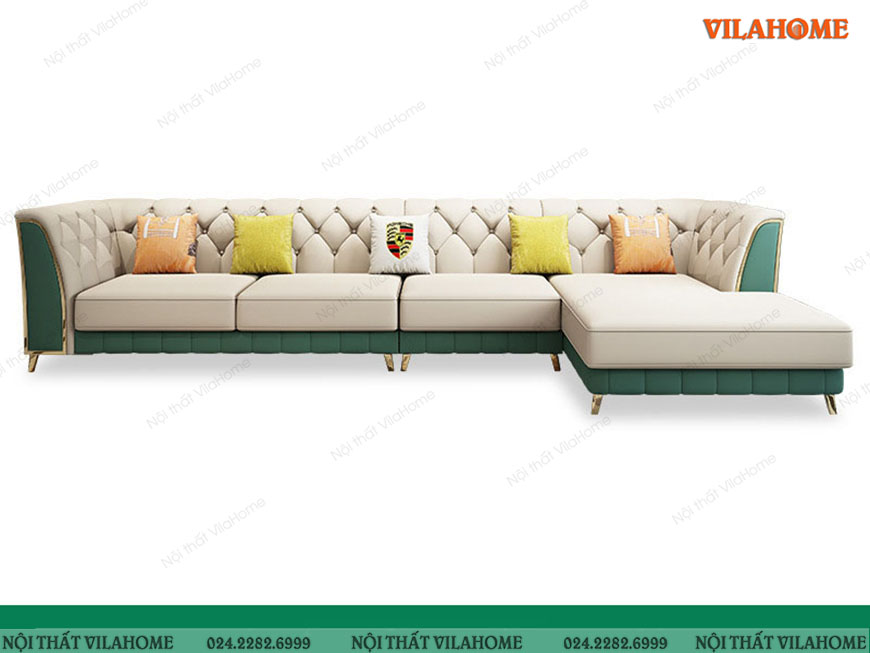 Sofa cao cấp nhập khẩu góc trái mạ vàng 3m2