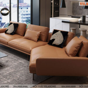 Sofa cao cấp góc chữ V màu da bò