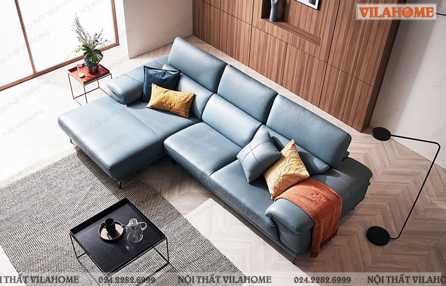 Sofa màu xanh nước biển cho phòng khách chung cư 