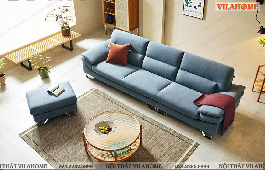 Mẫu sofa văng màu xanh dương hiện đại