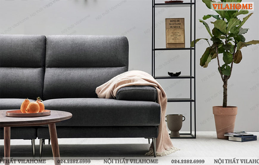 Ghế sofa văng bọc nỉ màu đen hiện đại