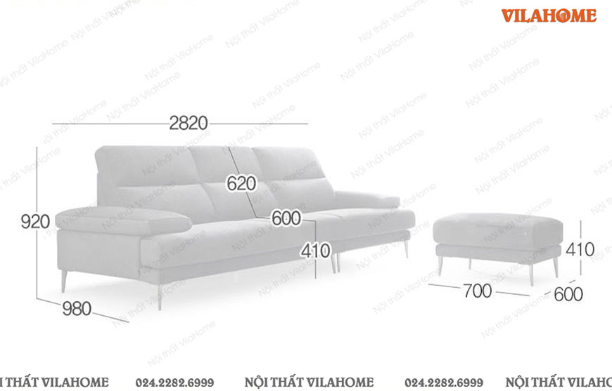 Kích thước ghế sofa văng 2820 x 980mm