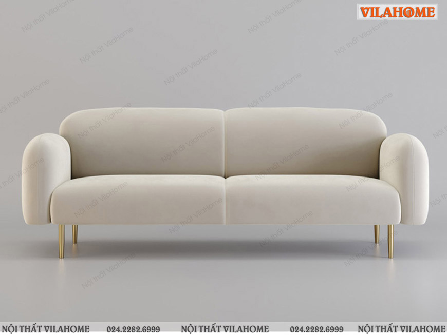 Sofa văng đôi màu trắng chân inox mạ vàng