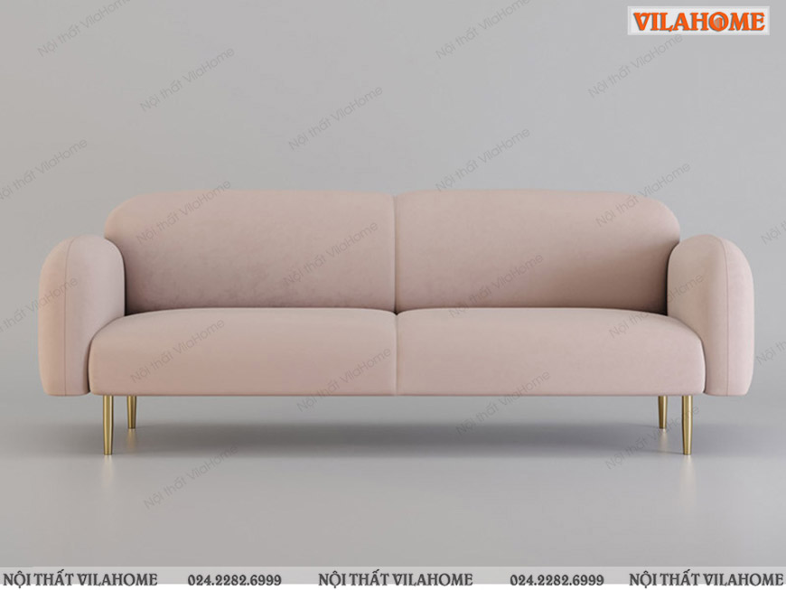 Mẫu sofa văng 2 chỗ màu hồng nỉ bông cao cấp