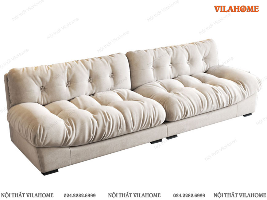 Mẫu sofa văng 2 chỗ dài màu trắng đệm mềm dày