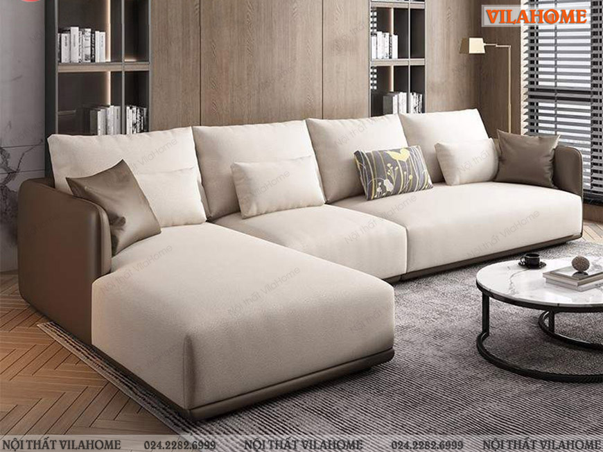 Sofa phòng khách góc chữ L đệm dày