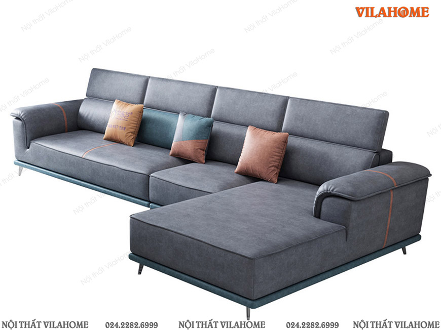 Ghế Sofa phòng khách góc trái màu xanh đệm dày vuông