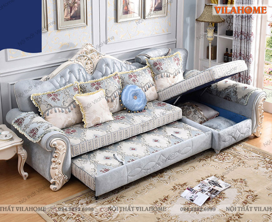 Sofa giường gỗ tân cổ điển đẹp nhất 