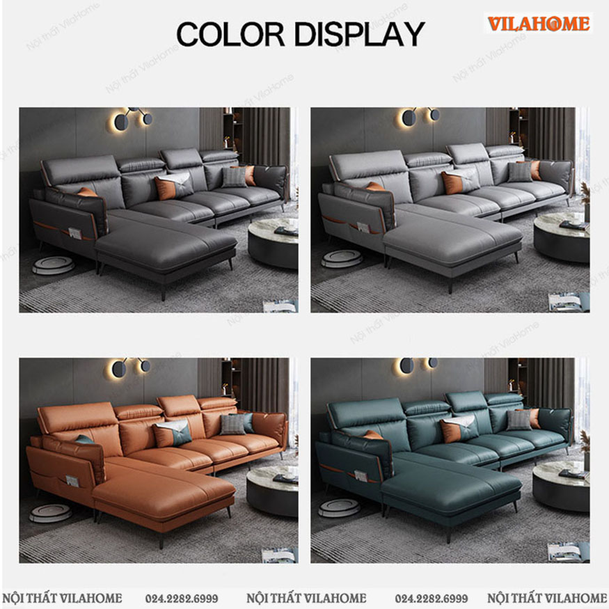 Bộ sưu tập sofa góc màu xám, màu ghi, màu cam đất, màu xanh