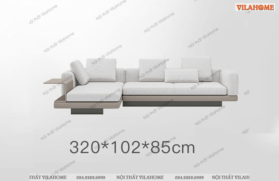 Sofa vải góc hiện đại có kệ để đồ 3m2
